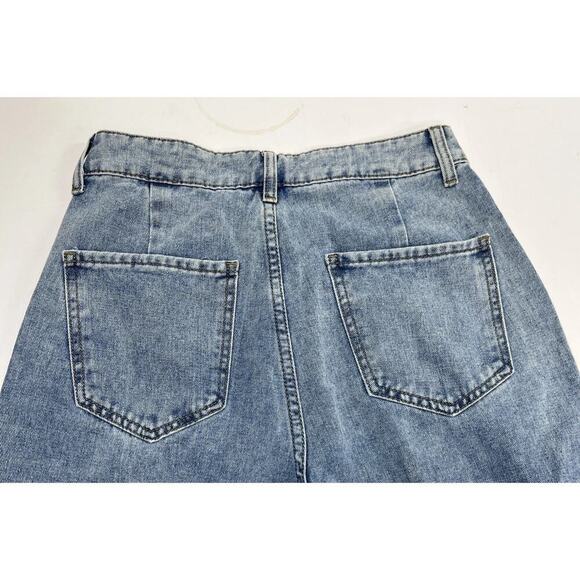 Cider Women's High Rise Pleated Wide Leg Jeans Size Small 26X28 Light wash 90s - Picture 5 of 13